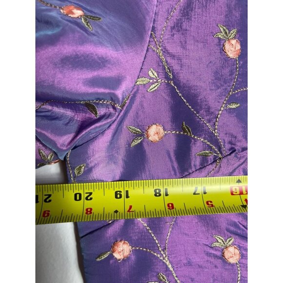 Wei Na Si Embroidery Embellished Frog Closures Iridescent Silk Jacket Purple 3XL - Picture 5 of 11